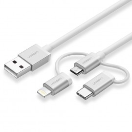 Cáp 3 in 1 USB-C, Micro USB, Lightning Dài 1M Cao Cấp Ugreen 30461